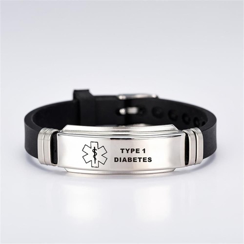 Gifts Silicone Epilepsy Alzheimer'S Medical Alert Bracelets Bangles Diabetes - Picture 20 of 21