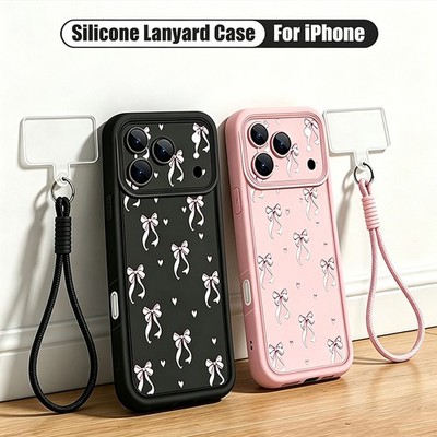 Handyhülle mit Band Für iPhone 17 Pro Max 17e 16 15 14 13 11 Schleife Weich Case
