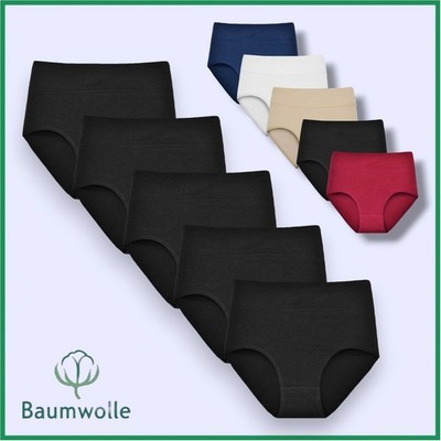 5-10 Set Damen Slips Bio Baumwolle Hohe Taille Slip Unterwäsche S-L 36/38-44/46