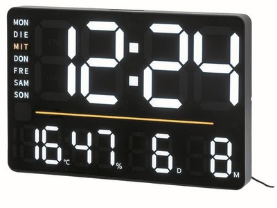 AMS 1306 Tischuhr Wanduhr Quarz modern Kunststoffgehäuse LED Anzeige