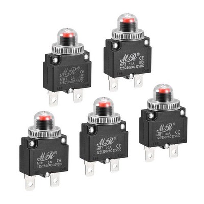 Circuit Overload Protector 5A/10A/15A/20A/30A Push Button with Waterproof Caps