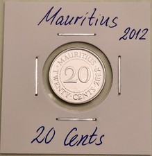 Mauritius coin,  20 Cents,  2012 Excellent condition 
