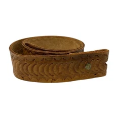 Vintage Tooled Leather Belt For Interchangeable Buckles 32" Waist BELT ONLY