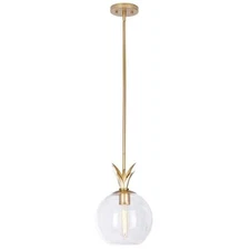 Alsy Escapes 60-Watt 1-Light Brushed Gold Shaded Pendant Light,No Bulbs Included