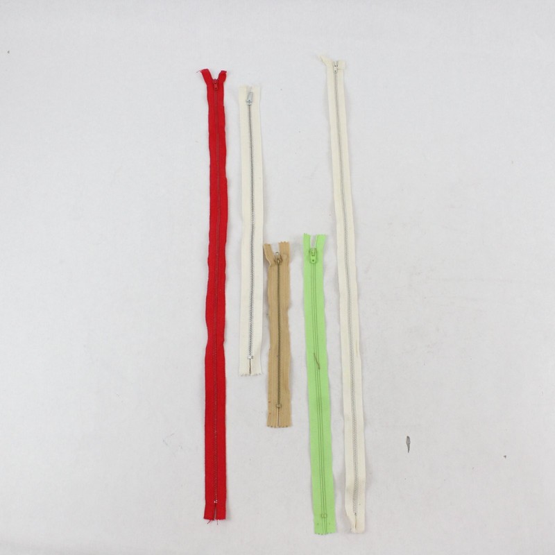 Lot of 5 Mixed Color Sewing Zippers Used Assorted Sizes Craft Repairs
