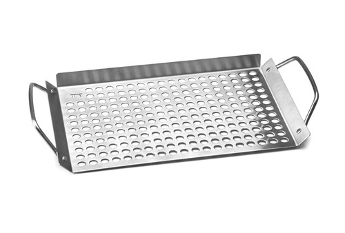 76631 Stainless Steel Grill Topper Grid, 11"x7" BBQ Pan With Handles