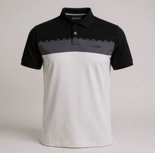 Calvin Klein Black Gray Colorblock Quick Dry Classic Fit Golf Polo Size L