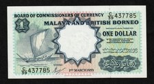 BORNEO, MALAYA AND BRITISH BORNEO, 1 DOLLAR 1959, VF+++