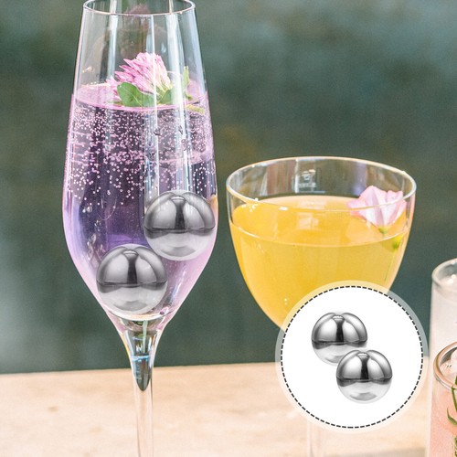 2 Pcs Stainless Steel Ice Wine Stone Miss Man Reusable Chilling Stones Beverage - Picture 2 of 12