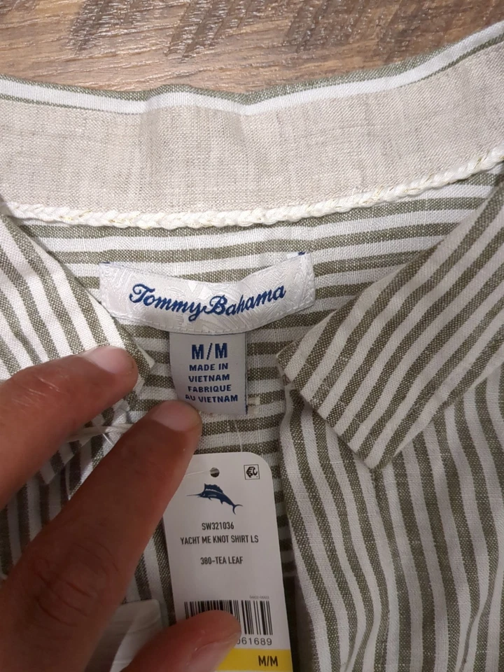 Camisa Blusa Top Tommy Bahama Mujer Talla M Nudo Yacht Me Manga Larga Rayas Foto 4 de 4