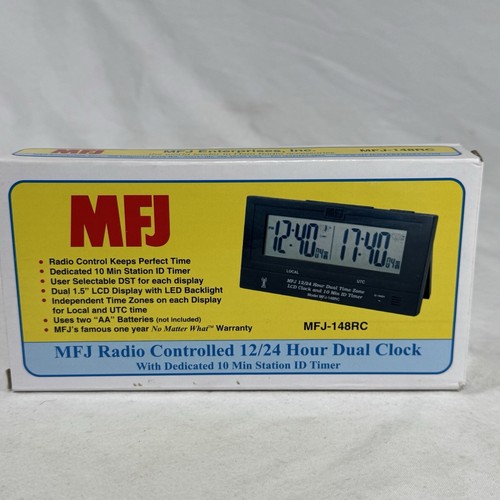 MFJ 148 RC Radio Controlled 12/24 Hour Dual Clock w/ Station ID Timer ~ TESTED - Zdjęcie 7 z 9
