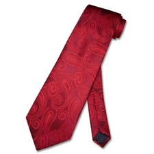 COVONA Men's NeckTie DARK RED Color PAISLEY Mens Neck Tie for Tuxedo or Suit