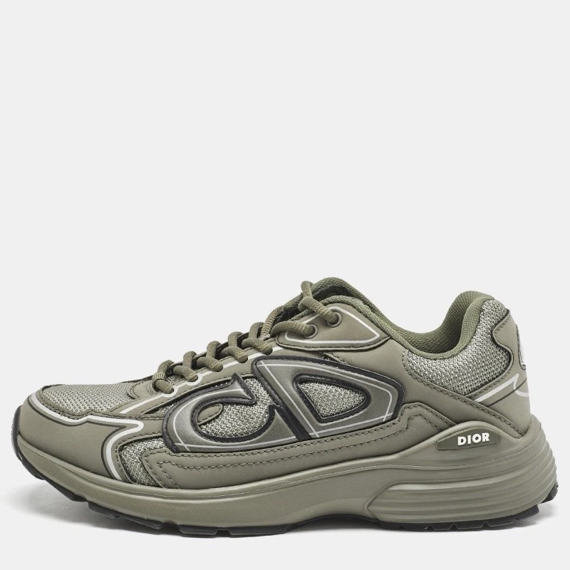 Baskets à lacets Dior en cuir vert et maille B30 pointure 37