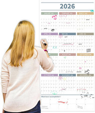 Large 2026 Wall Calendar 24x48 Full Year Planner One Page Dry/Wet Erase