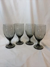 Libbey Classic Goblet Wine Water Beverage Glasses Smoke Gray 7" 16oz Set of 4