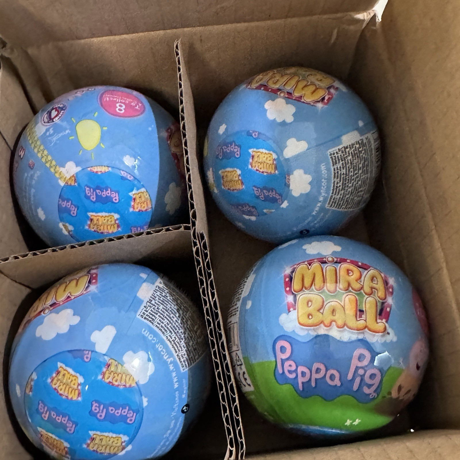 Miraball Peppa Pig Blind Box Toys - Metal Ball, Plush, Stickers. Pack Of 4