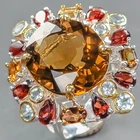20 ct jewelry Natural Citrine Quartz Ring 925 Sterling Silver Size 8 /R442449