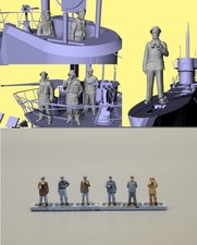 1/144 WWII Comandante e marinai sottomarini tedeschi dipinti di grigio