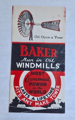 1920s Baker Run in Oil Windmills brochure ad, farm history, Napoleon, Ohio
