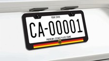 German Flag License Plate Frame For Audi Mercedes Bmw Vw Porsche Black Metal