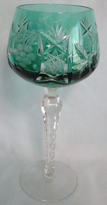 Imperial Crystal 519 Cut to Clear Green 7 7/8'' Wine Hock Stem Goblet Traube