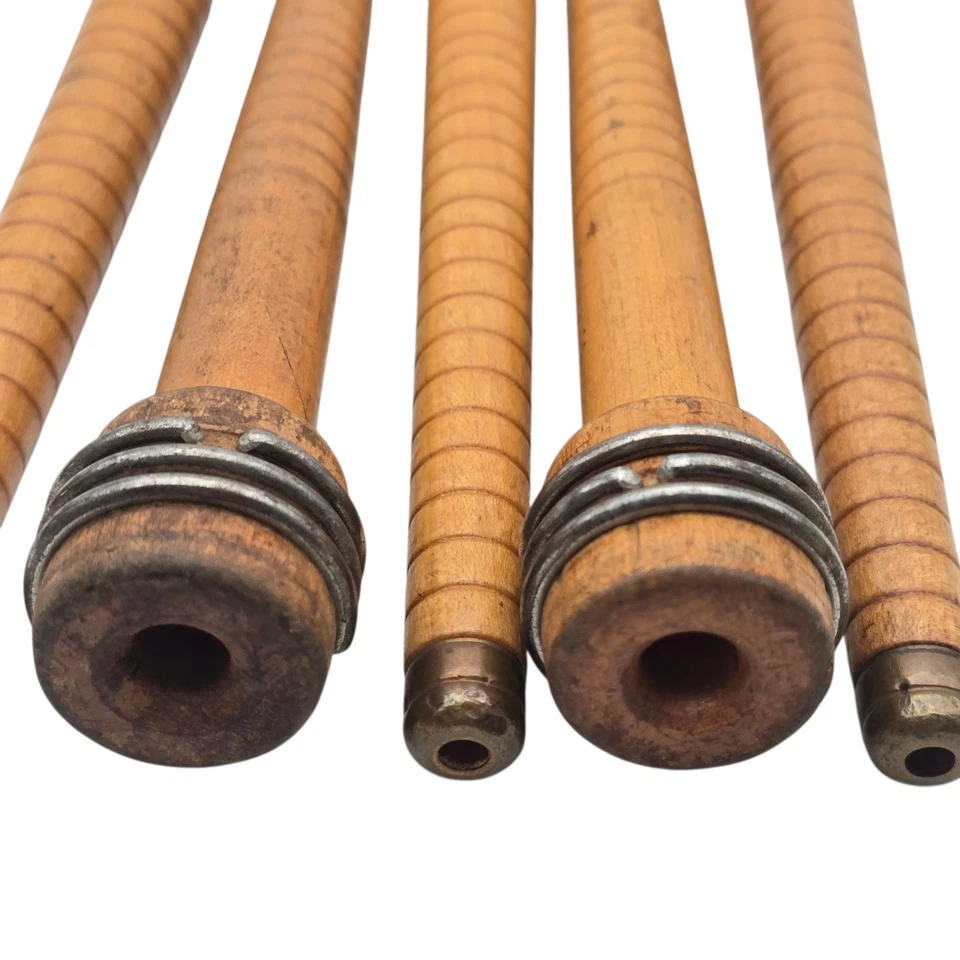 Set Of 5 Vintage Wooden Yarn Thread Wool Spool Spindle Bobbin Wood Loom  - Image 3 of 3
