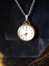 Vintage Gold Cameo Webster Watch Swiss Mechanical Pocket Watch Pendant 24"