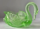 Vintage Uranium Glass Swan 9" Bowl Green Depression Free Shipping