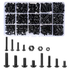 500 Pcs Nuts and Bolts Assorted Set, Black Hex Socket Head Cap Screws A 
