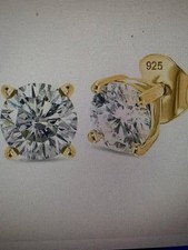 NWT Gold plated Solid Silver 925 Moissanite Studs with Gift box