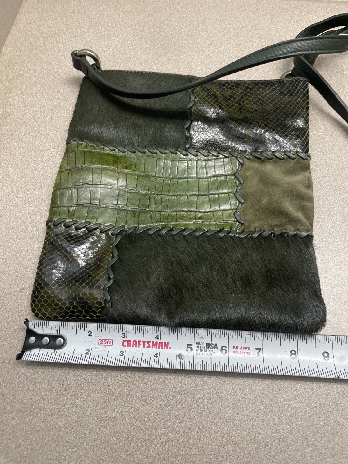FOSSIL Green Leather Patchwork Shoulder Crossbody… - image 10