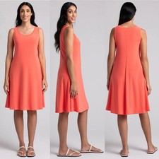 Sympli Womens 14 Nu Tank Swing Jersey Dress Short in Coral EUC $150