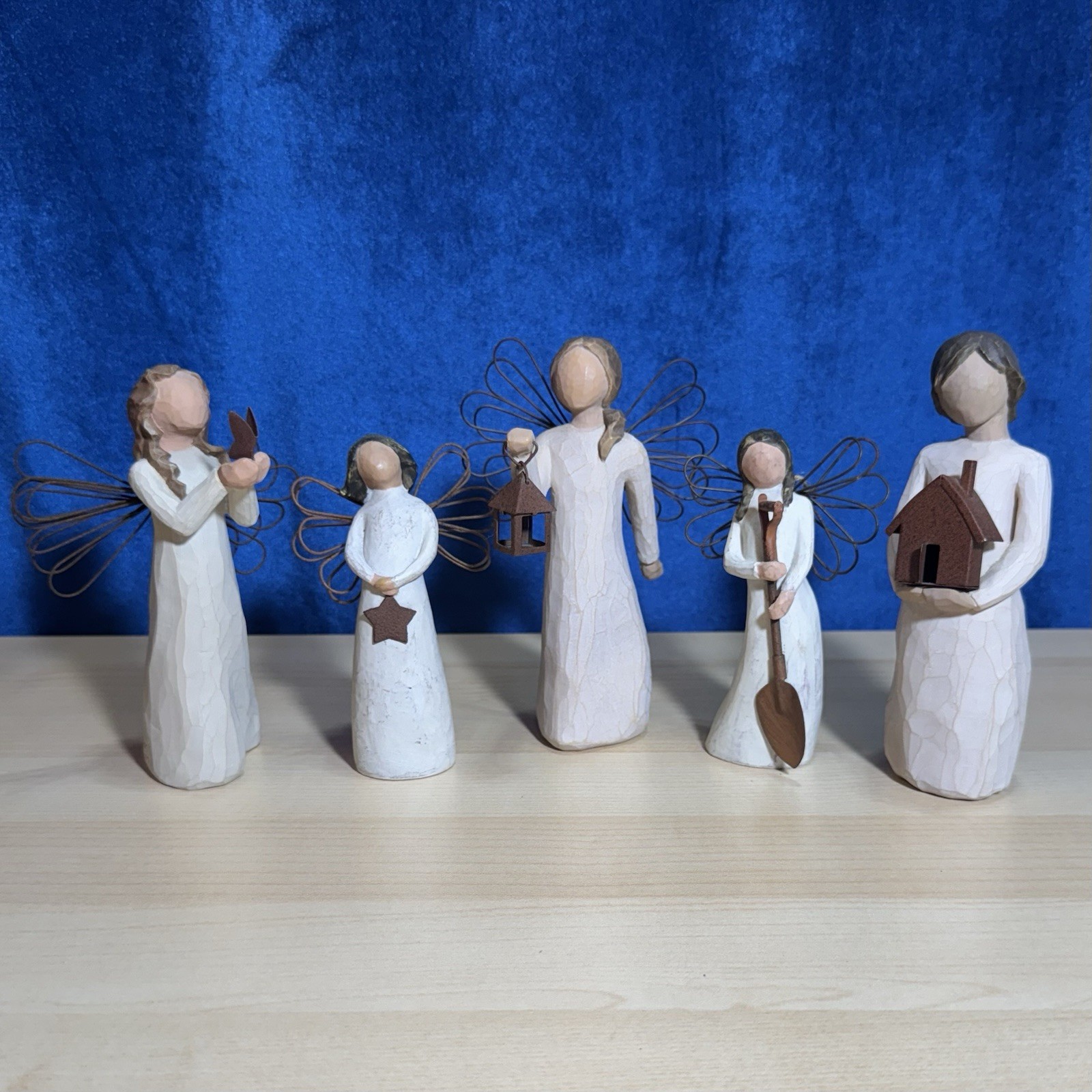 5 Rustic Willow Tree Angels - Freedom, Light, Hope, Garden, Mi Casa