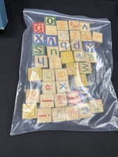 VTG Wooden Blocks Numbers And Letters Colorful Lot Of 1in Blocks