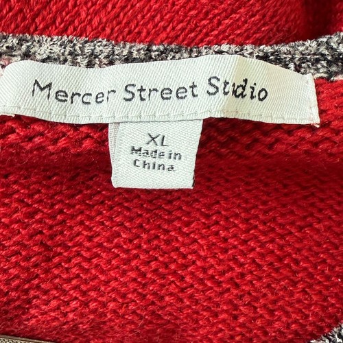 Mercer Street Studio Vtg Christmas Knit Cardigan XL Scottie Dogs Tree Appliques - Picture 2 of 10
