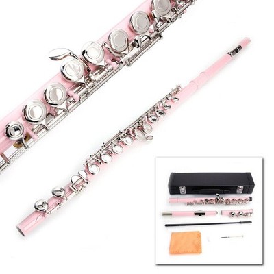 Glarry Standard Pink School Band Student 16 Closed C Flute with Case&Accessories