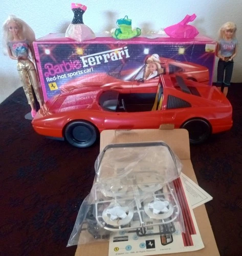 Vintage 80's Barbie Ferrari Red-Hot Sports Car! w/Two 80's Barbies