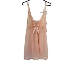 Babydoll Nightie w/Matching Thong Bottom. 2XL Coral Pink, NWT Lacey and Sexy!