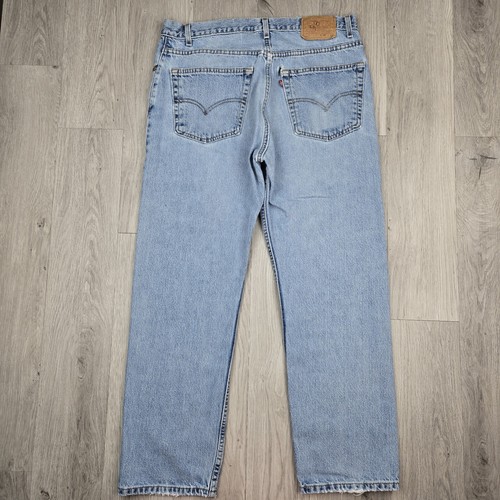 Vintage Levis 38x30 blu regular fit gamba dritta 505 invecchiato Y2K made in USA - Foto 2 di 18
