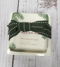 Thymes Frasier Fir Bar Soap And Dish Set Textured Ivory