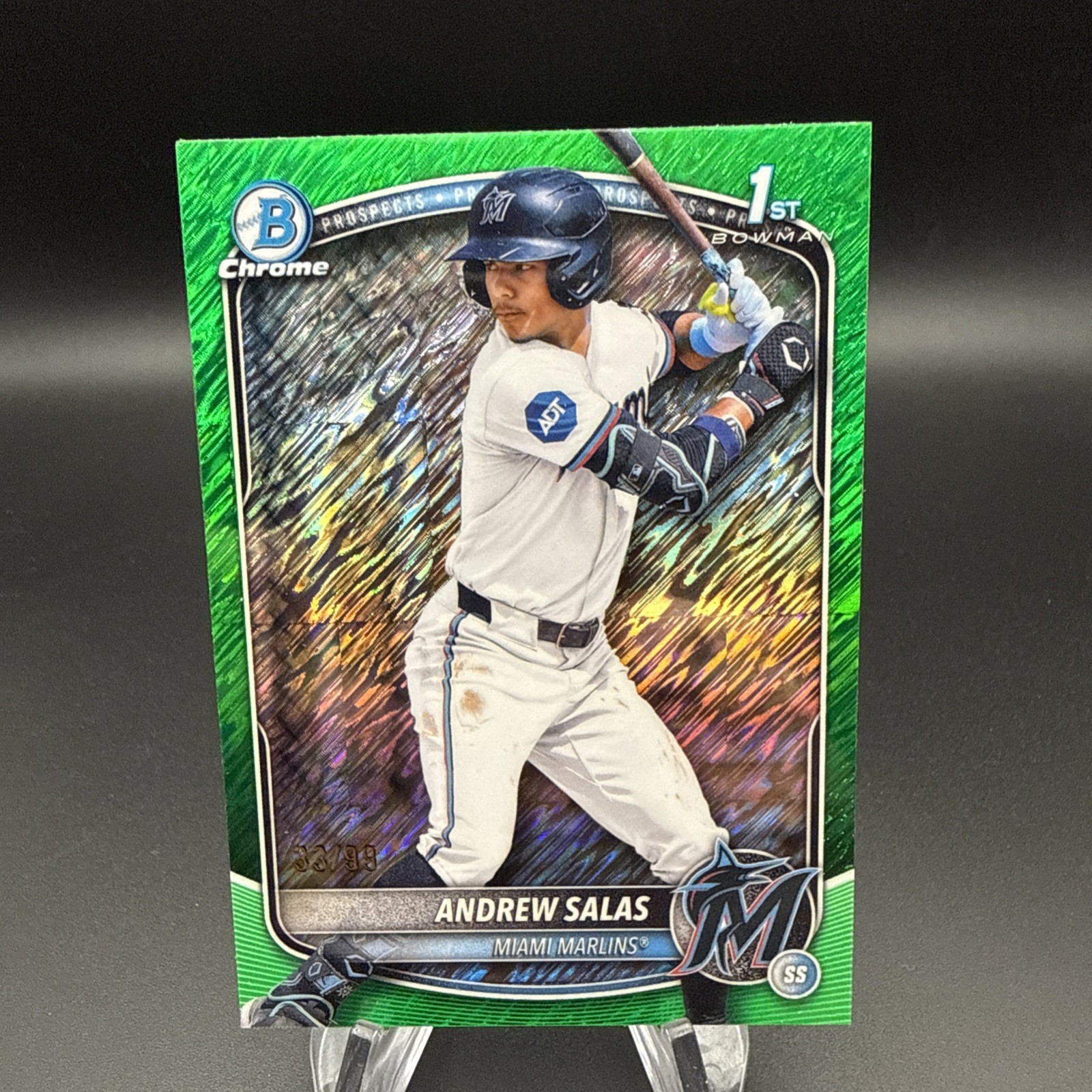2025 1st Bowman Chrome Green Shimmer /99 Andrew Salas Marlins