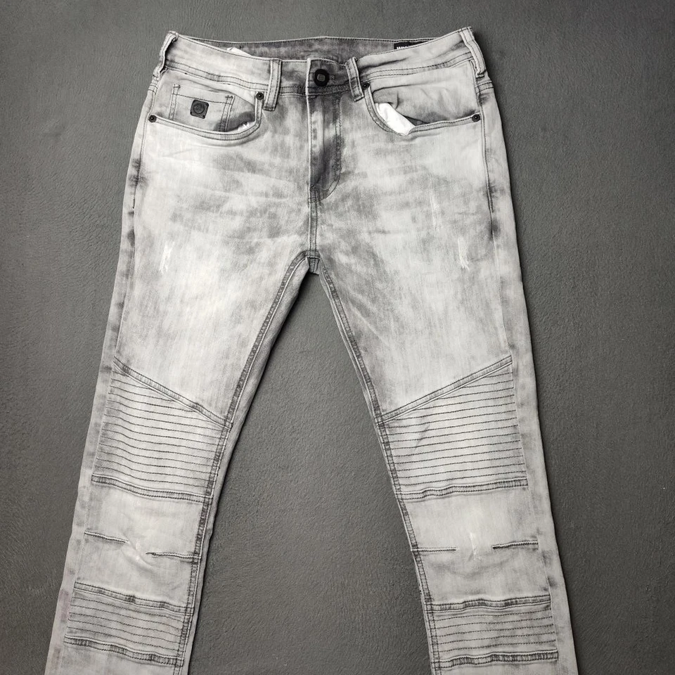 Мужские джинсы Buffalo David Bitton Max-x 30x34 серые узкие эластичные мотоциклетный стиль - Изображение 2 из 4