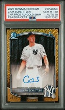 2025 CAM SCHLITTLER 1st Bowman Chrome AUTO Gold Shimmer Ref /50 PSA 10 💎DNA 10