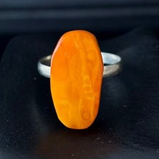 European Vintage Natural Egg Yolk Baltic Amber Ring, US Size 8