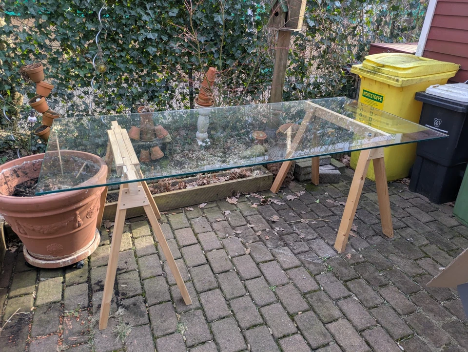 Schreibtisch Glas Holz