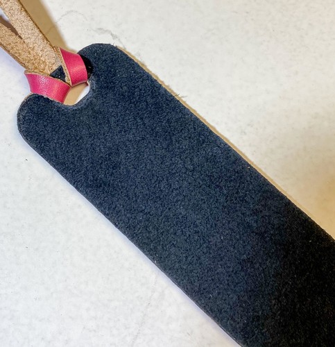 Leather Bookmark Veg Tan Pink Leather UK made page marker - Picture 8 of 8