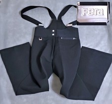 Vtg FERA STRETCH BIB WOMENS SNOW SKI PANTS 10 R WOOL/NYLON/LYCRA BLACK Stirrups