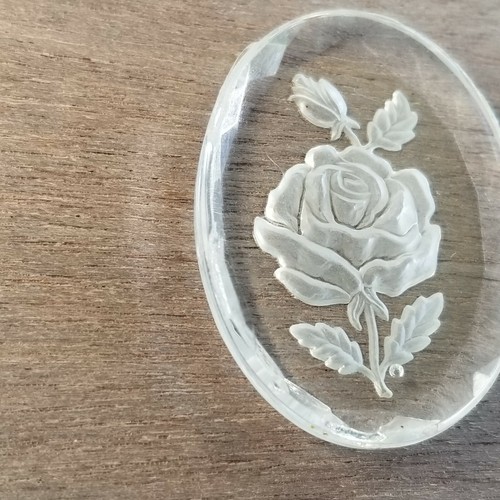 Clear Cabochon with Rose Image Oval shaped Plastic Rsin? Jewelry making Flower - Picture 11 of 12