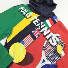 Polo Ralph Lauren Men Tennis Color-Block USA U.K Flag Graphic Hoodie L