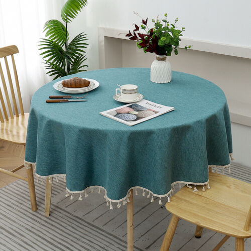 Round Table Cloth PVC Plastic Kitchen Tablecloth Oilproof Fabric Table Cover NEW - Picture 18 of 20